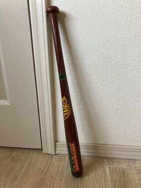 Cooperstown Bat Company Wooden Display Bat - Brown with Yellow & Green Decals